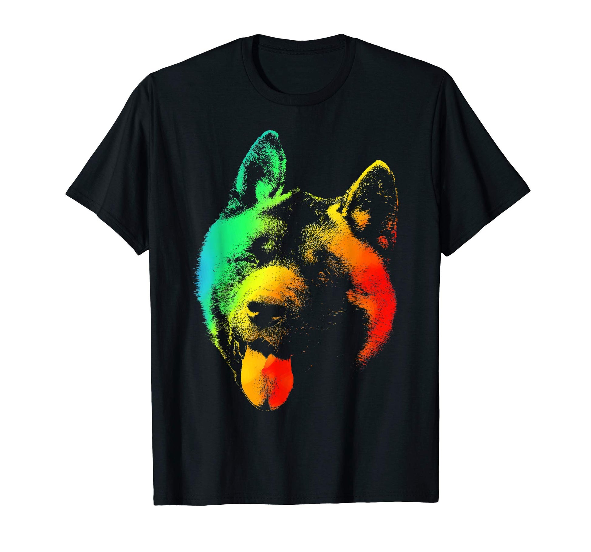 American Akita Colorful Rainbow T-Shirt - Aesthetic Graphic Men Women - T-Shirt, Sweatshirt, Hoodie