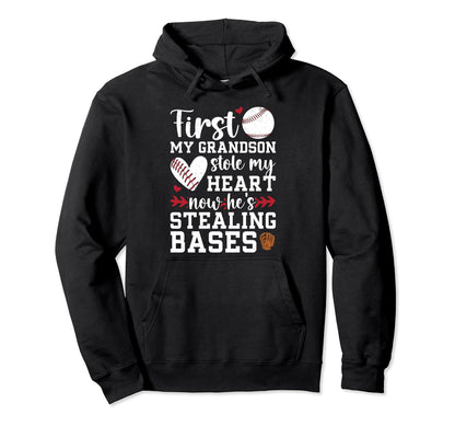 Hes Stealing Bases Baseball Gigi Hoodie - Novelty Apparel for Adults - T-Shirt, Sweatshirt, Hoodie