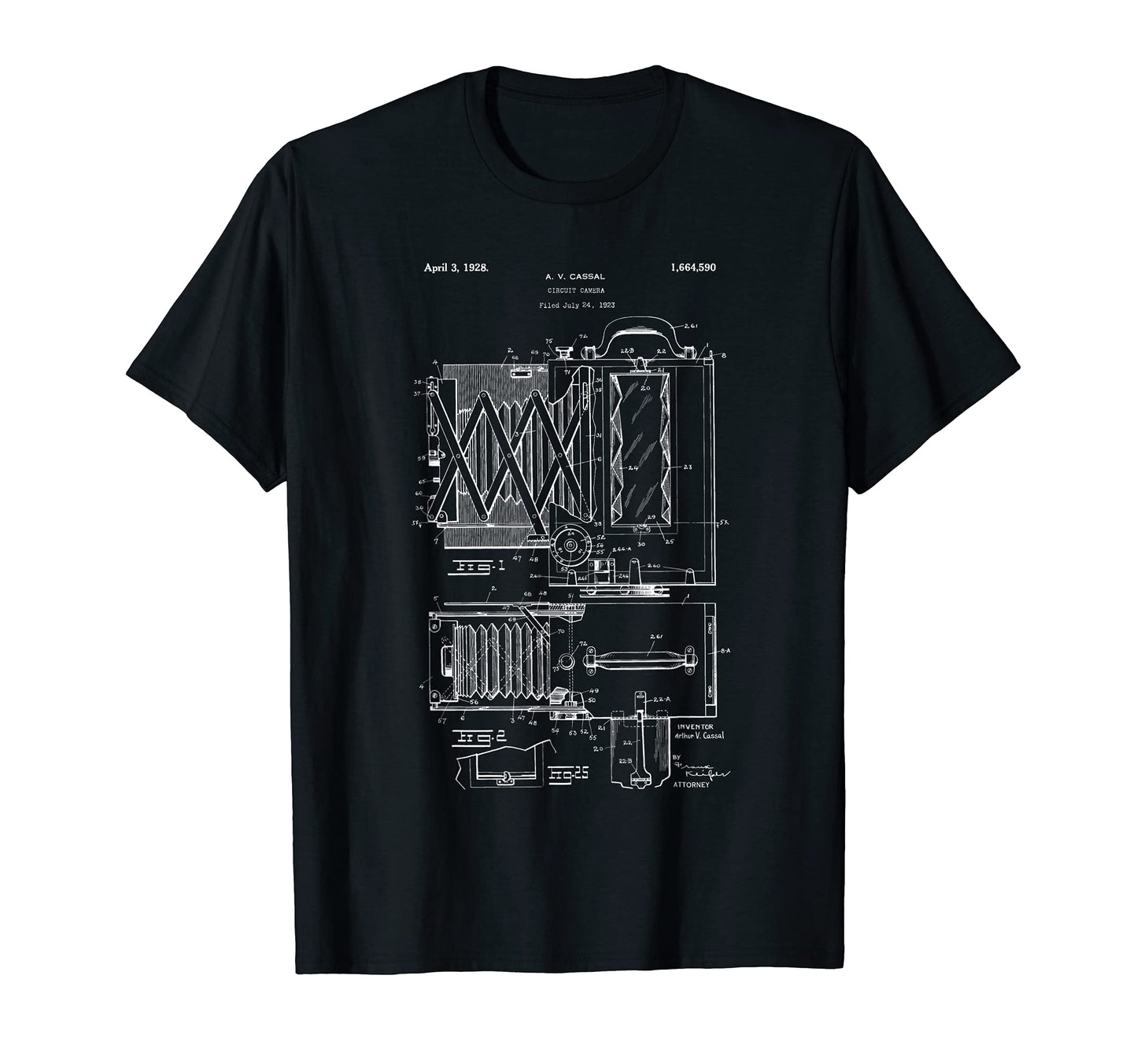 1923 Patent Camera Photography Line T-Shirt - Fun Novelty Design Men Women - T-Shirt, Sweatshirt, Hoodie