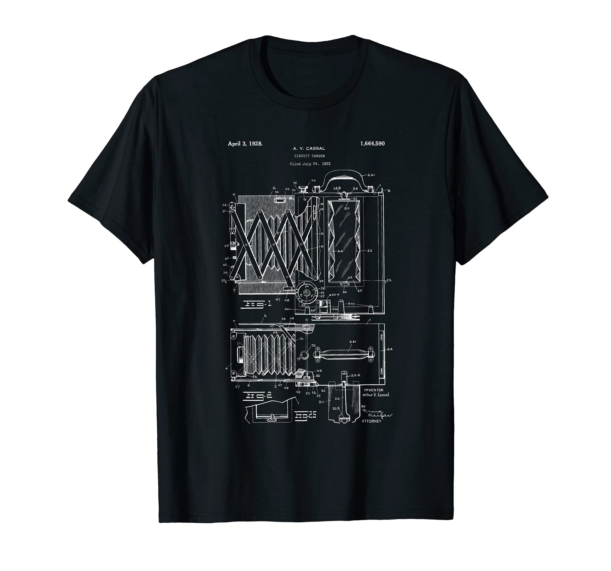 1923 Patent Camera Photography Line T-Shirt - Fun Novelty Design Men Women - T-Shirt, Sweatshirt, Hoodie