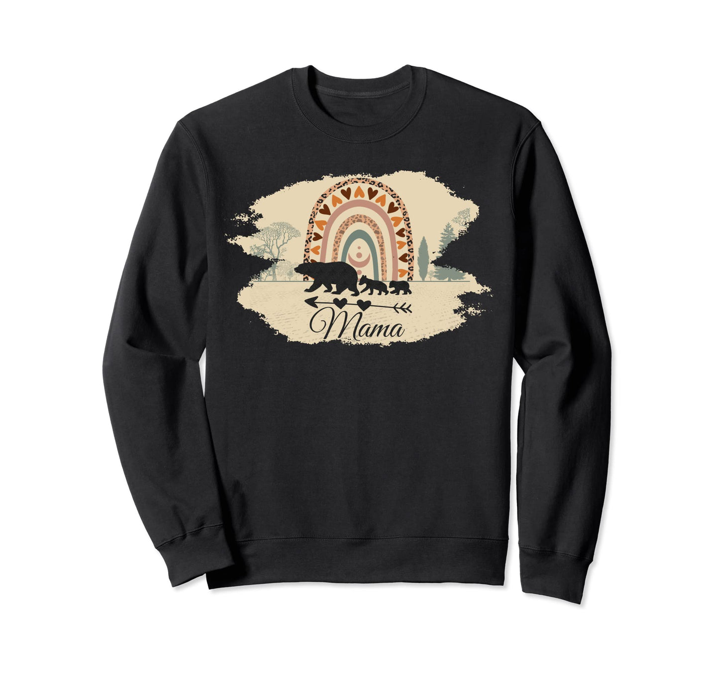 Mama Bear Two Cubs And Rainbow Sweatshirt - Fun Novelty Design for Adults - T-Shirt, Sweatshirt, Hoodie