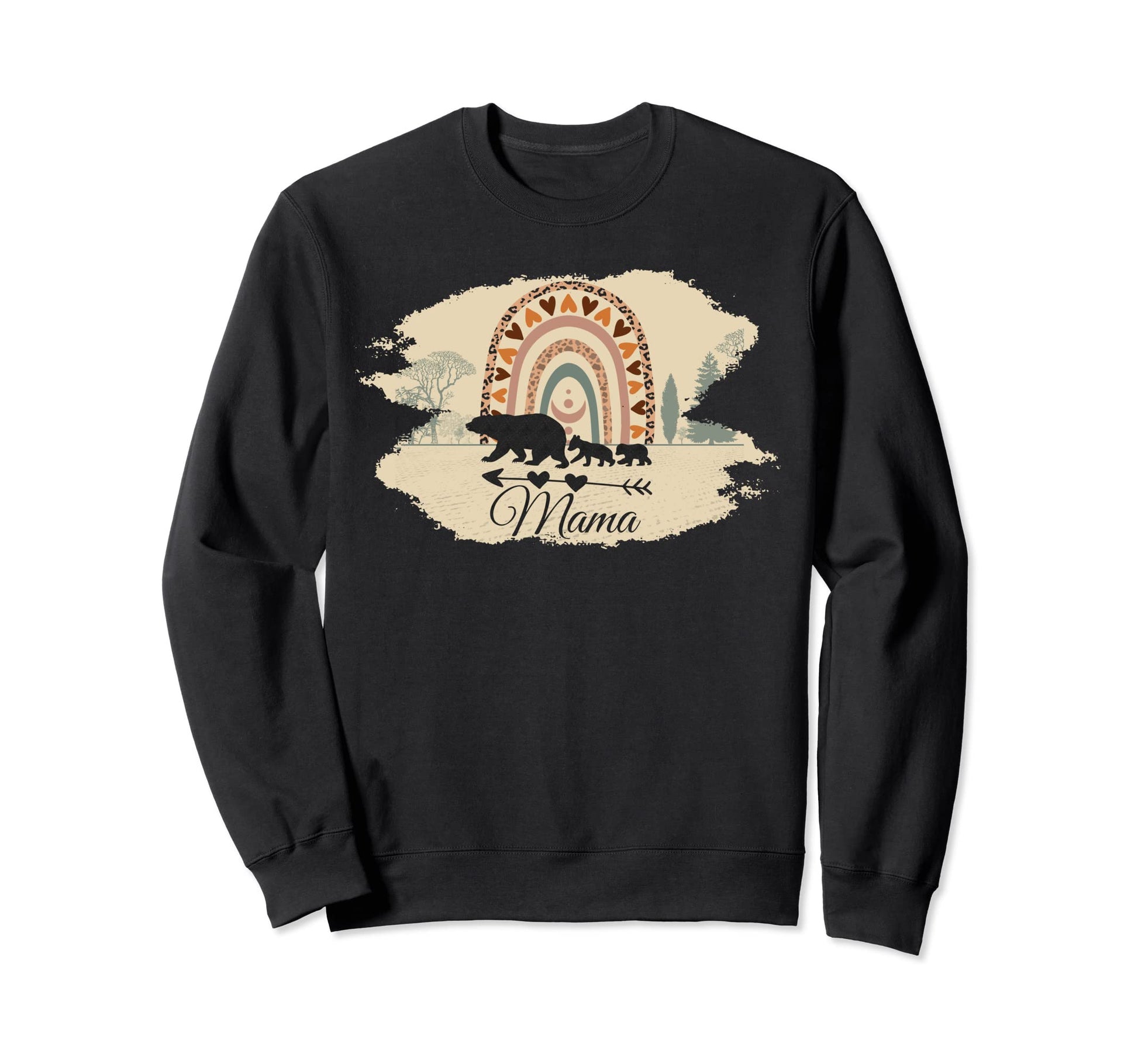 Mama Bear Two Cubs And Rainbow Sweatshirt - Fun Novelty Design for Adults - T-Shirt, Sweatshirt, Hoodie