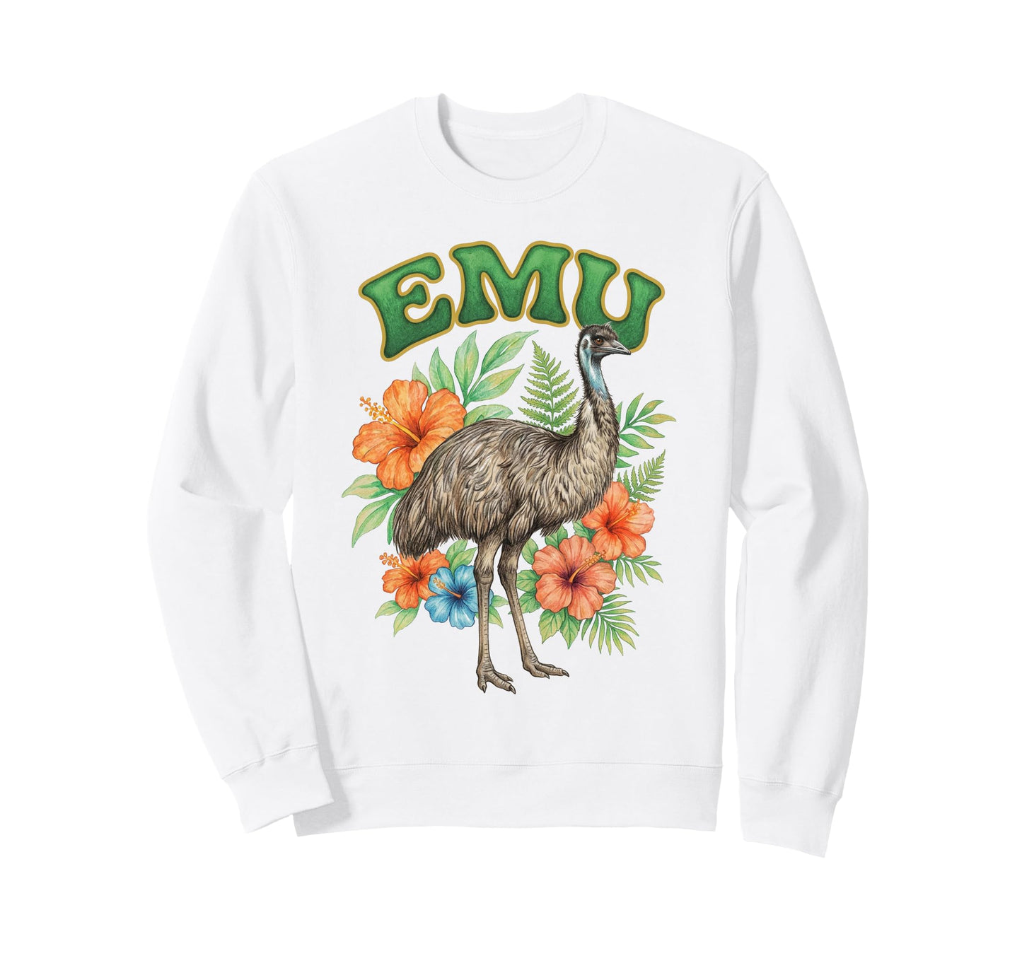Emu Groovy Floral Emu Sweatshirt - Casual Everyday Wear Men Women - T-Shirt, Sweatshirt, Hoodie