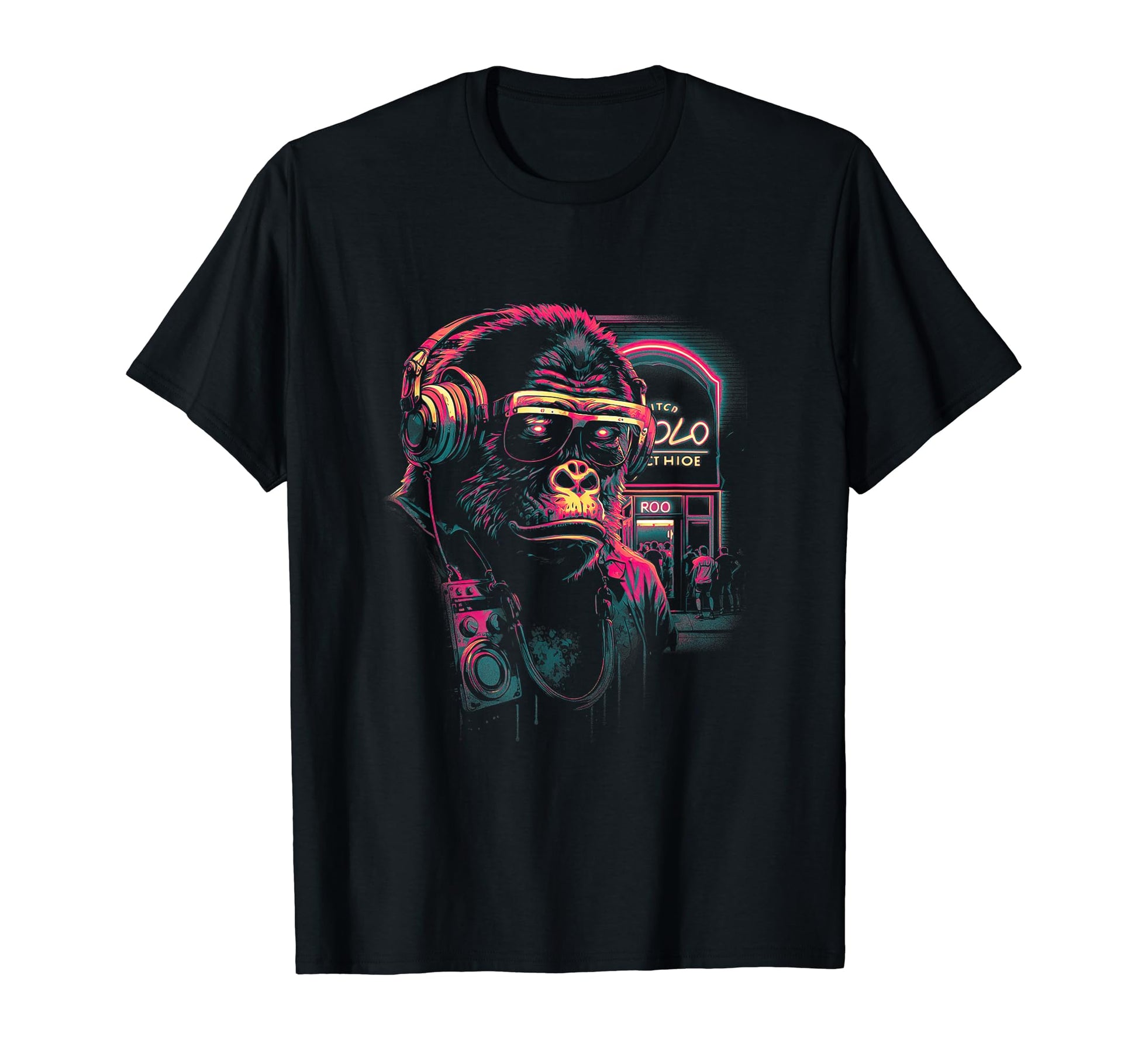 Gorilla Headphones Sunglasses Aesthetic T-Shirt - Graphic Print for Adults - T-Shirt, Sweatshirt, Hoodie