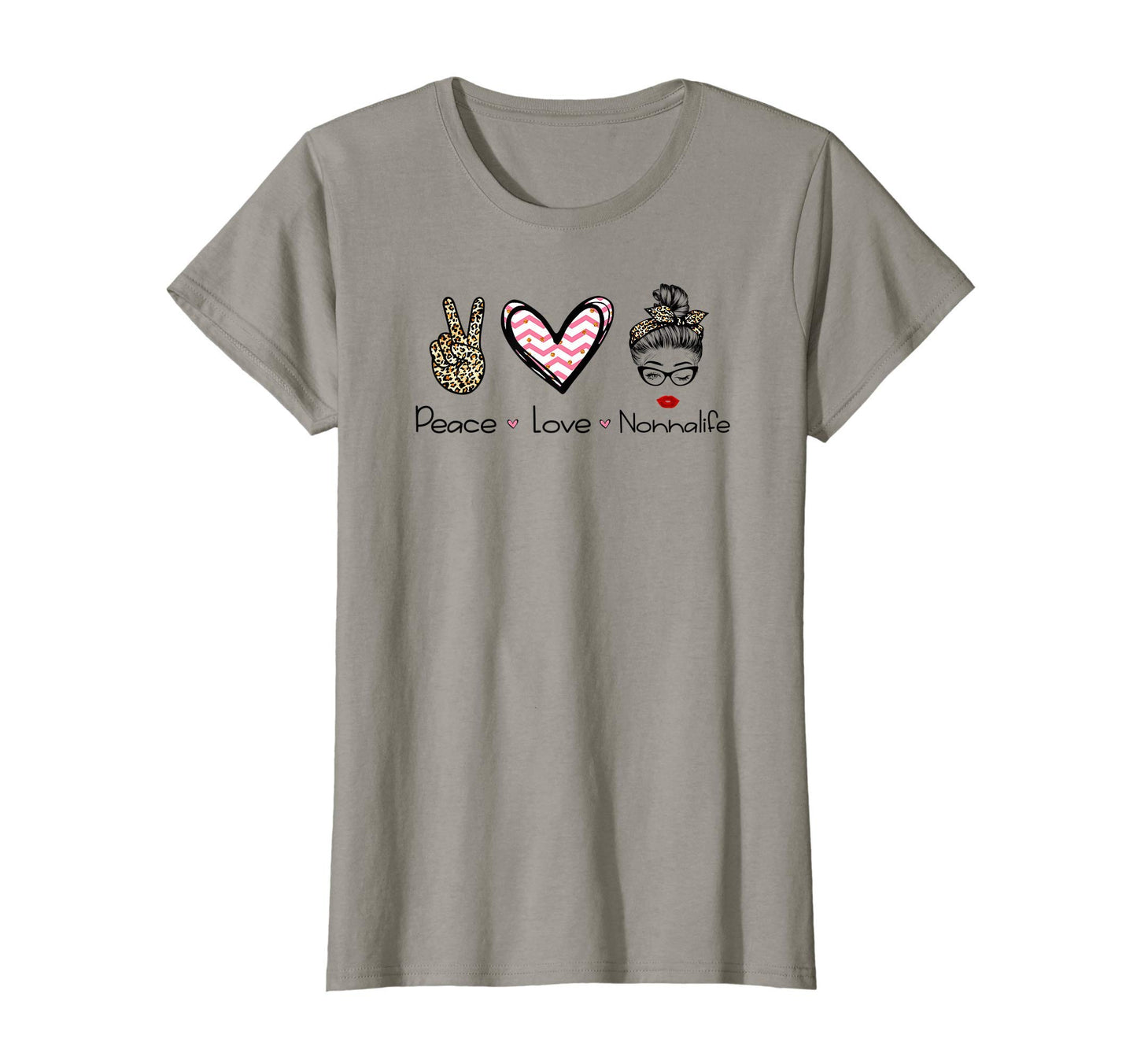 Womens Peace Love Nonnalife Leopard T-Shirt - Minimalist Print Unisex - T-Shirt, Sweatshirt, Hoodie