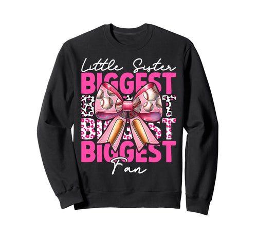 Baseball Sister Coquette Bow Little Sweatshirt - Unique Graphic Unisex - T-Shirt, Sweatshirt, Hoodie