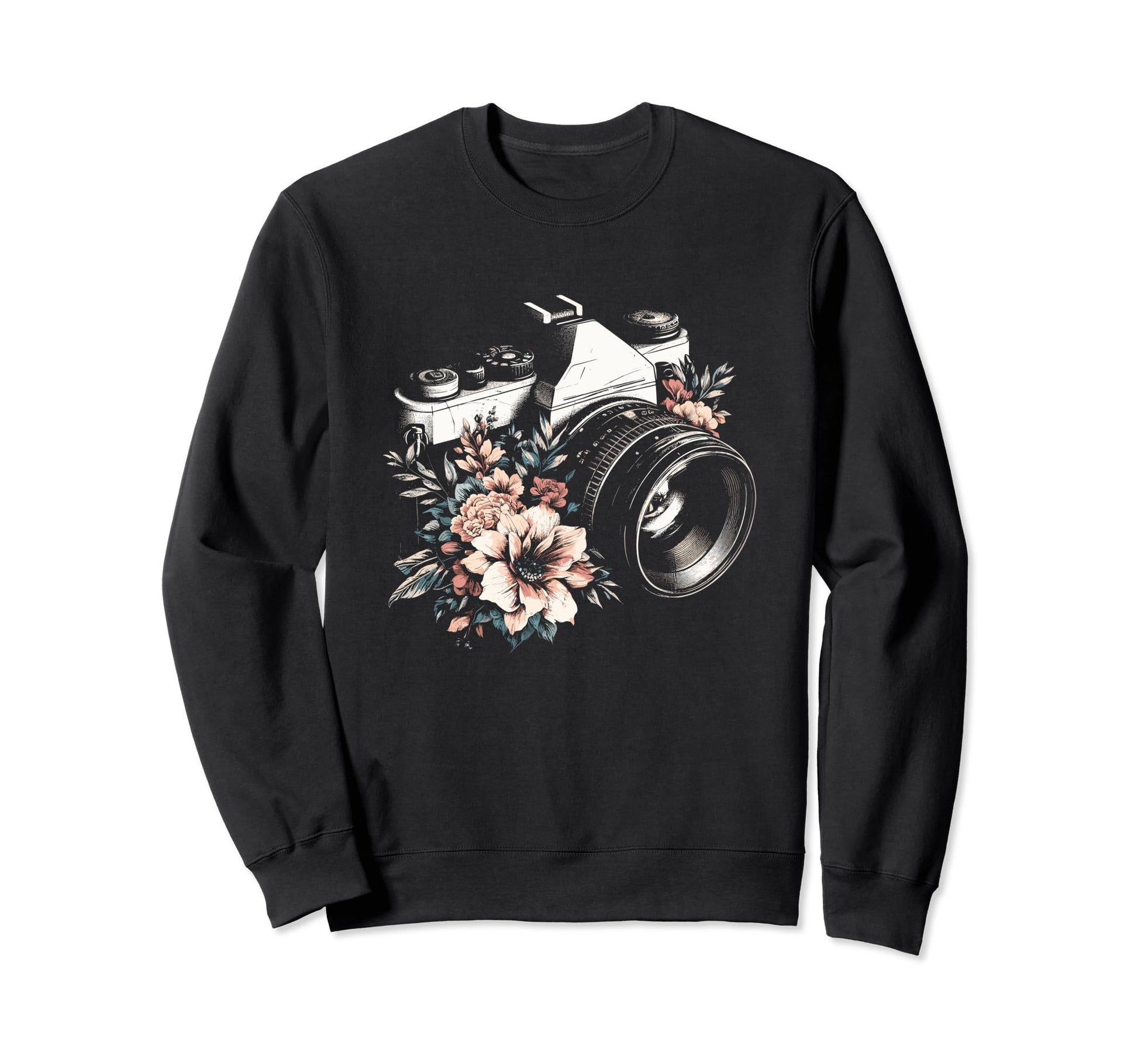 Floral Camera Photographer Sweatshirt - Fun Novelty Design Men Women - T-Shirt, Sweatshirt, Hoodie