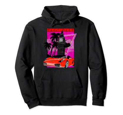 Vaporwave Aesthetic Car Purple Hoodie - Casual Everyday Wear Men Women - T-Shirt, Sweatshirt, Hoodie