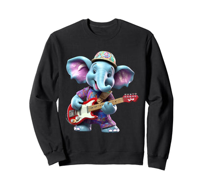 Elephant Rocker Playing Electric Sweatshirt - Novelty Apparel for Adults - T-Shirt, Sweatshirt, Hoodie