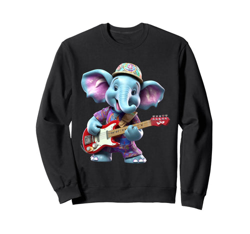 Elephant Rocker Playing Electric Sweatshirt - Novelty Apparel for Adults - T-Shirt, Sweatshirt, Hoodie