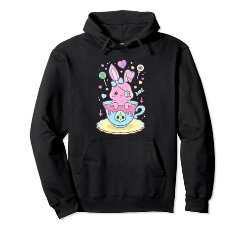 Kawaii Pastel Goth Scary Rabbit Hoodie - Minimalist Print Unisex - T-Shirt, Sweatshirt, Hoodie