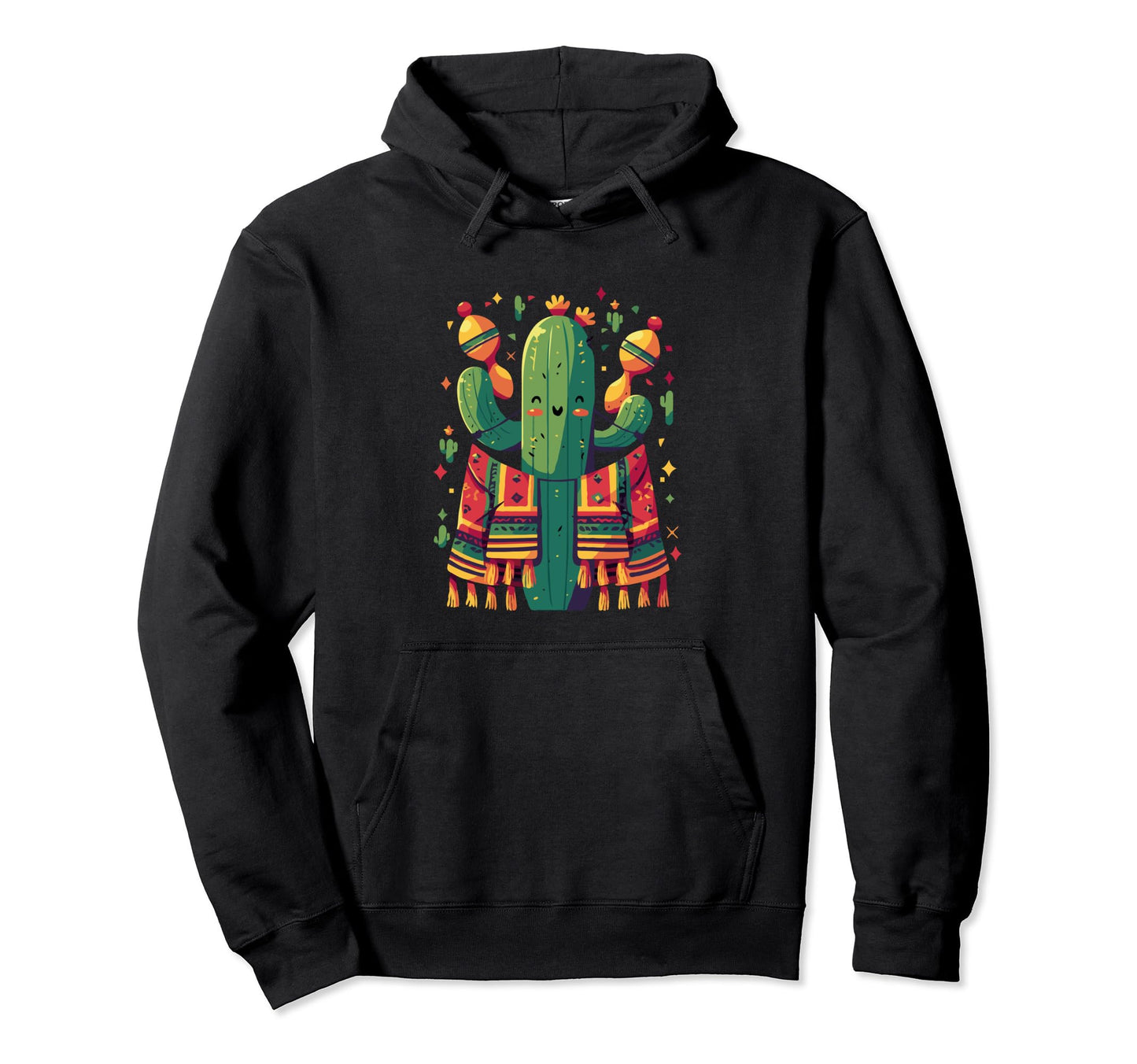 Cactus Maracas Serape Succulent Hoodie - Casual Everyday Wear Men Women - T-Shirt, Sweatshirt, Hoodie