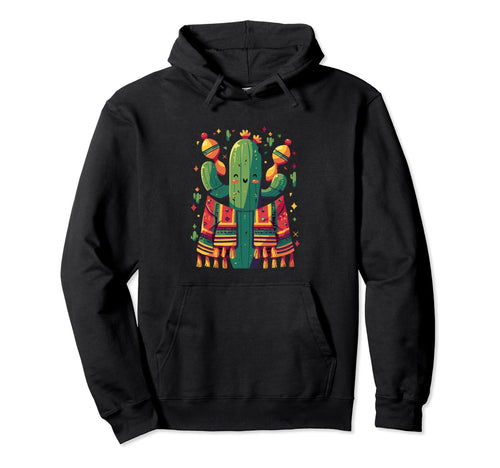 Cactus Maracas Serape Succulent Hoodie - Casual Everyday Wear Men Women - T-Shirt, Sweatshirt, Hoodie