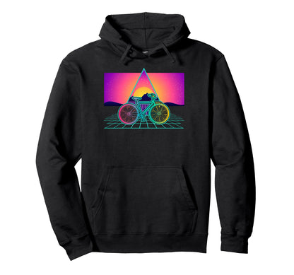 Aesthetic Vaporwave Cyclist Biker Hoodie - Unique Graphic for Adults - T-Shirt, Sweatshirt, Hoodie