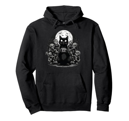 Halloween Cat Zombie Camera Spooky Hoodie - Fun Novelty Design Men Women - T-Shirt, Sweatshirt, Hoodie