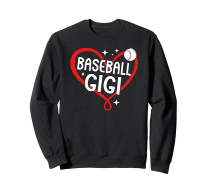 Baseball Gigi Grandma Heart Baseball Sweatshirt - Unique Graphic Men Women - T-Shirt, Sweatshirt, Hoodie