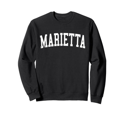 Marietta Oh Distressed White Varsity Sweatshirt - Unique Graphic for Adults - T-Shirt, Sweatshirt, Hoodie