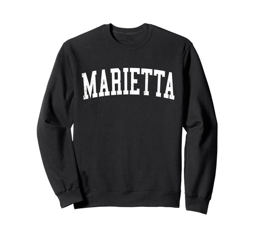 Marietta Oh Distressed White Varsity Sweatshirt - Unique Graphic for Adults - T-Shirt, Sweatshirt, Hoodie