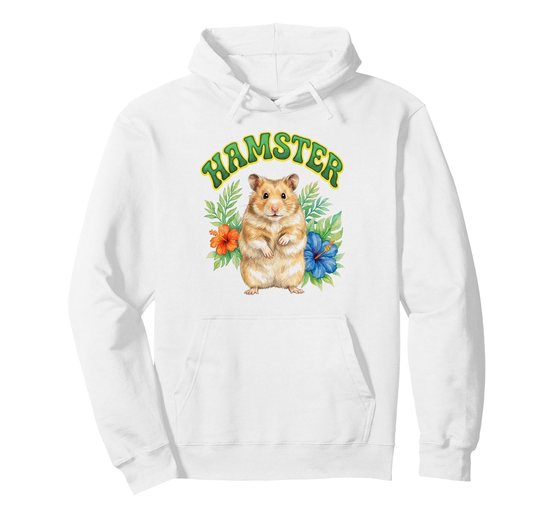 Hamster Groovy Floral Hamster Watercolor Hoodie - Novelty Apparel Unisex - T-Shirt, Sweatshirt, Hoodie