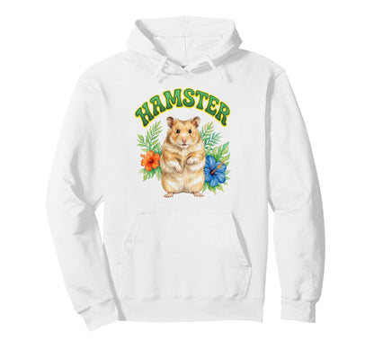 Hamster Groovy Floral Hamster Watercolor Hoodie - Novelty Apparel Unisex - T-Shirt, Sweatshirt, Hoodie