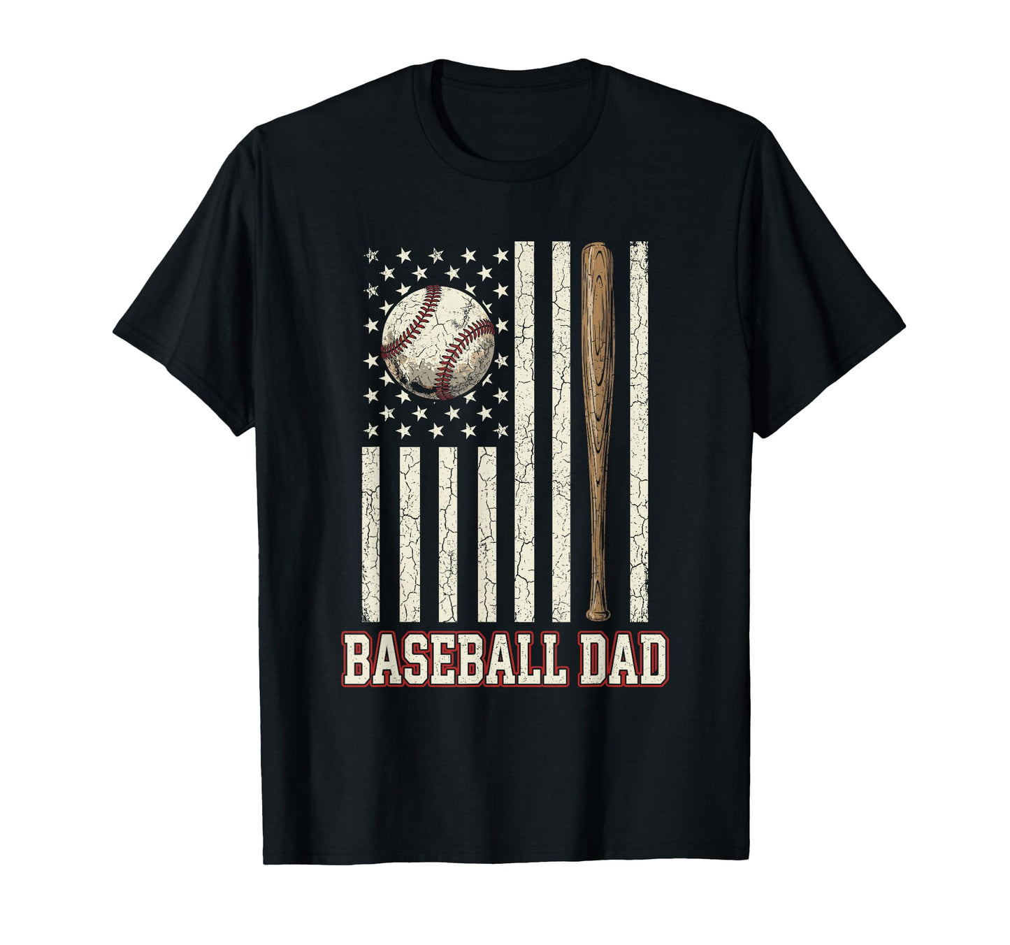 Baseball Dad American Flag Patriotic T-Shirt - Unique Graphic for Adults - T-Shirt, Sweatshirt, Hoodie