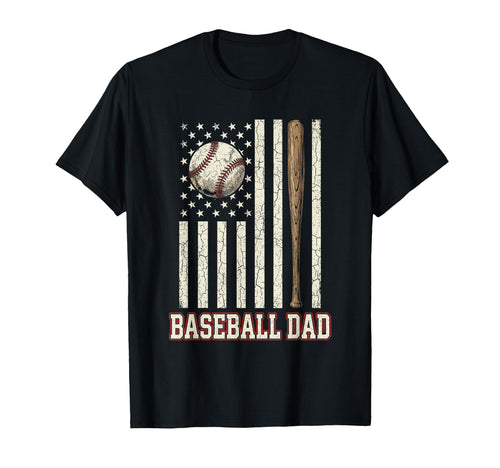 Baseball Dad American Flag Patriotic T-Shirt - Unique Graphic for Adults - T-Shirt, Sweatshirt, Hoodie