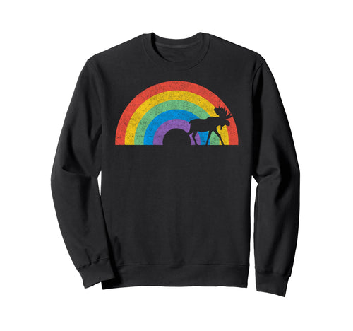 Pride Rainbow Moose Silhouette Lgbtq Sweatshirt - Minimalist Print Unisex - T-Shirt, Sweatshirt, Hoodie