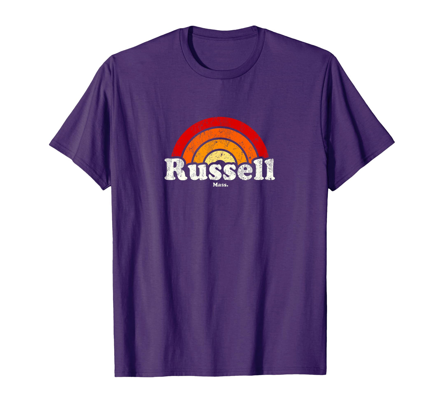 Russell Massachusetts Ma 70S Rainbow T-Shirt - Trendy Graphic for Adults - T-Shirt, Sweatshirt, Hoodie
