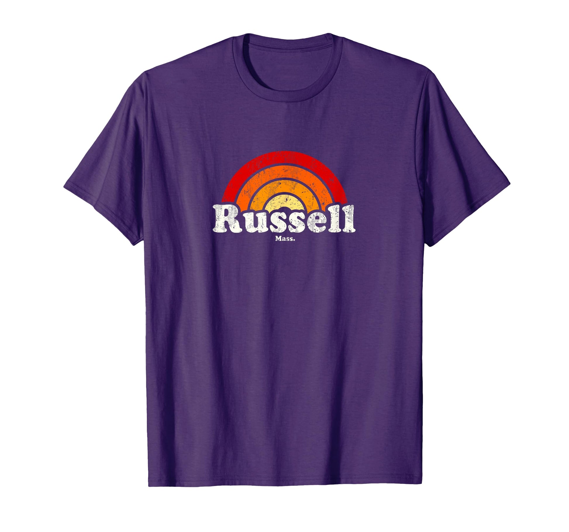 Russell Massachusetts Ma 70S Rainbow T-Shirt - Trendy Graphic for Adults - T-Shirt, Sweatshirt, Hoodie