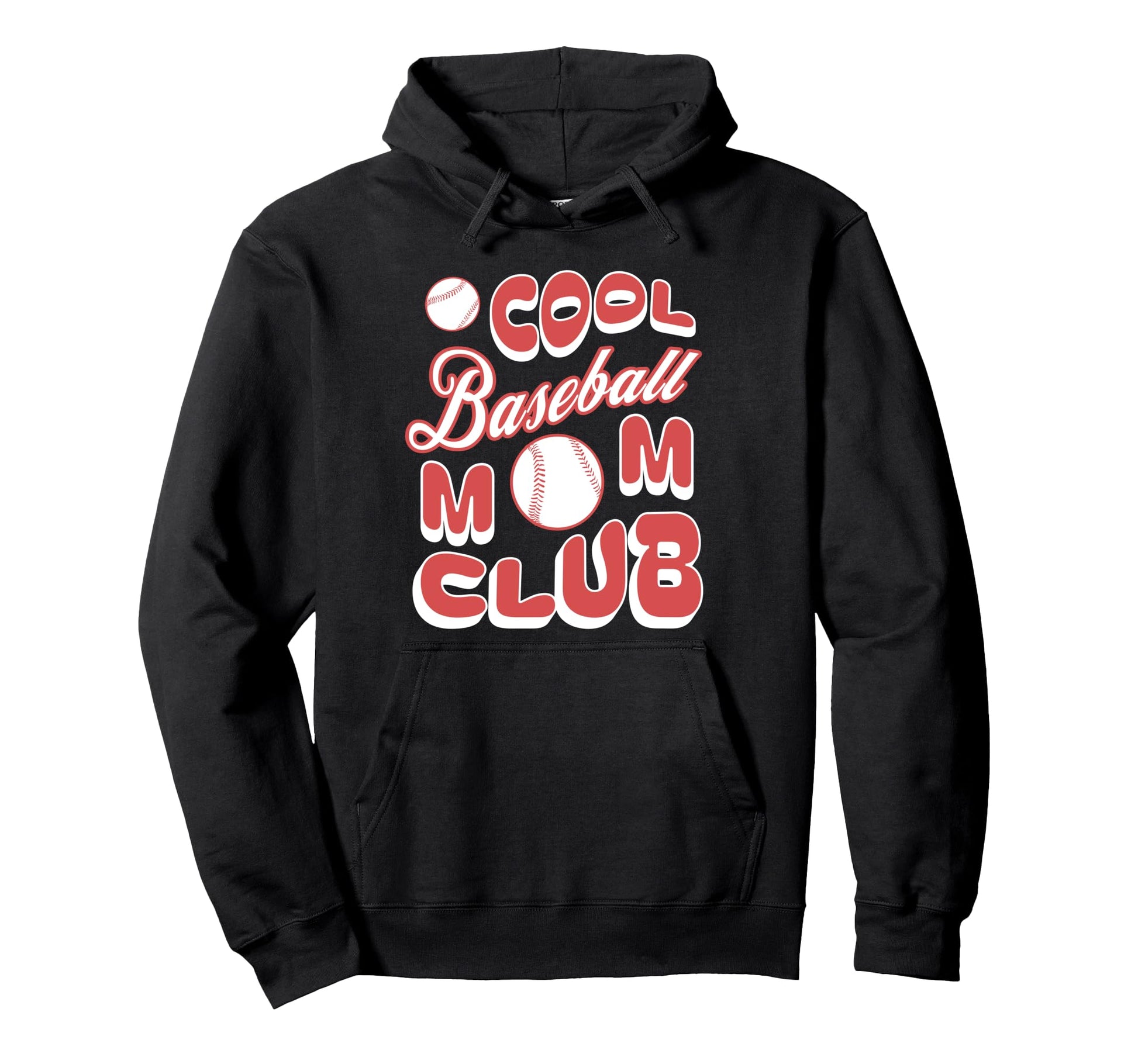 Baseball Mom Club Sports Team Support Hoodie - Minimalist Print for Adults - T-Shirt, Sweatshirt, Hoodie
