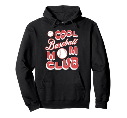 Baseball Mom Club Sports Team Support Hoodie - Minimalist Print for Adults - T-Shirt, Sweatshirt, Hoodie