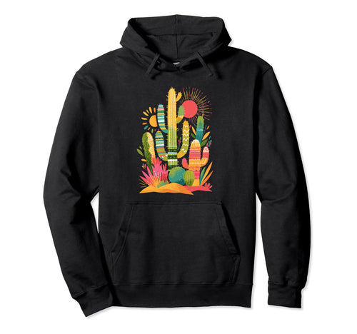 Cactus Serape Succulent Plant Cacti Hoodie - Custom Art Print Unisex - T-Shirt, Sweatshirt, Hoodie