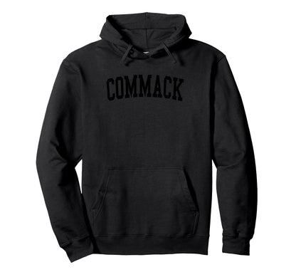 Commack Ny Distressed Black Varsity Hoodie - Minimalist Print Unisex - T-Shirt, Sweatshirt, Hoodie