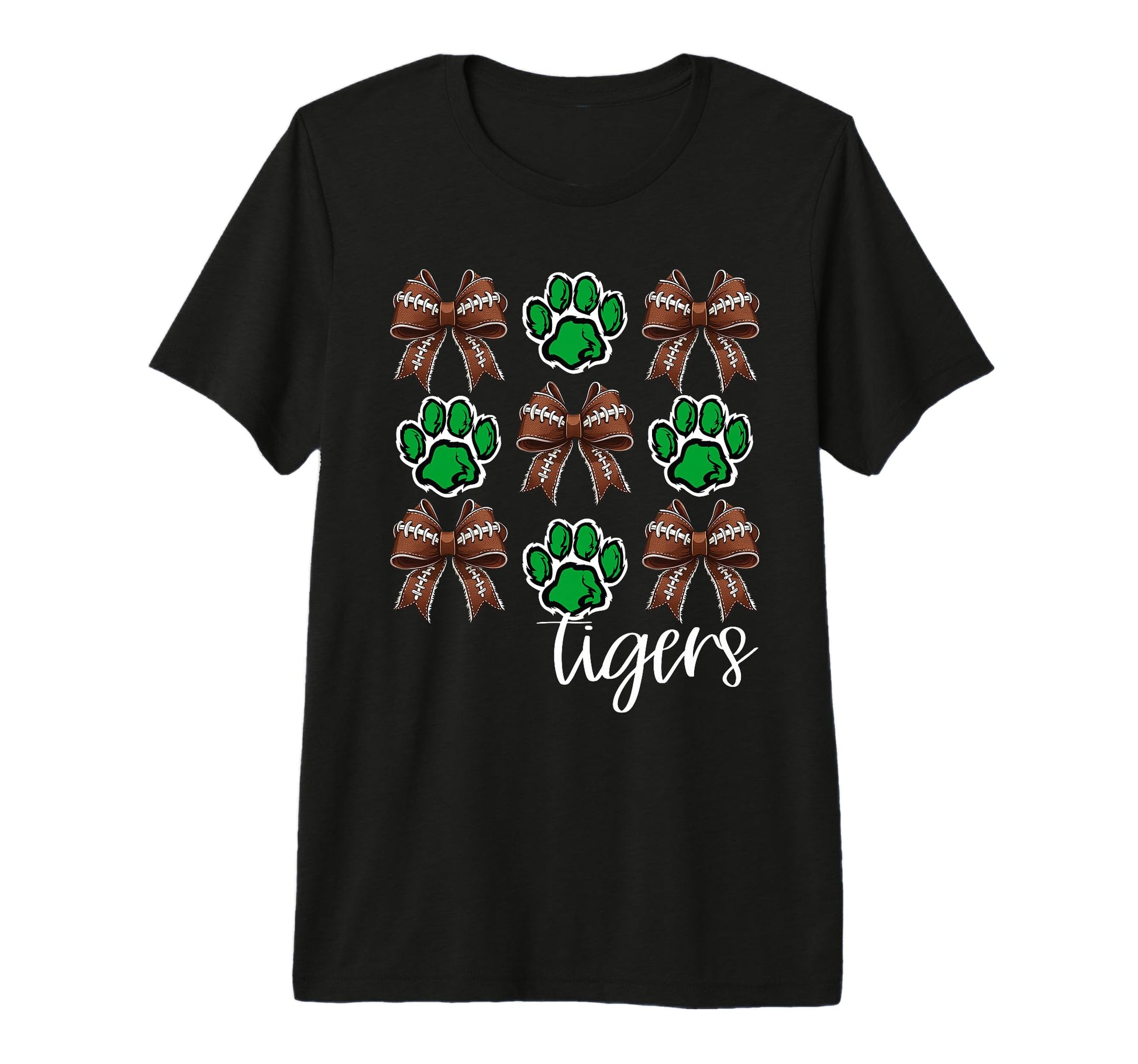 Tigers Football Mom Coquette Bows Game T-Shirt - Novelty Apparel Unisex - T-Shirt, Sweatshirt, Hoodie
