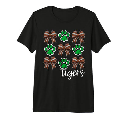 Tigers Football Mom Coquette Bows Game T-Shirt - Novelty Apparel Unisex - T-Shirt, Sweatshirt, Hoodie