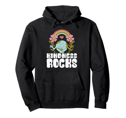 Hippie Teacher Rainbow Kindness Rocks Hoodie - Minimalist Print for Adults - T-Shirt, Sweatshirt, Hoodie