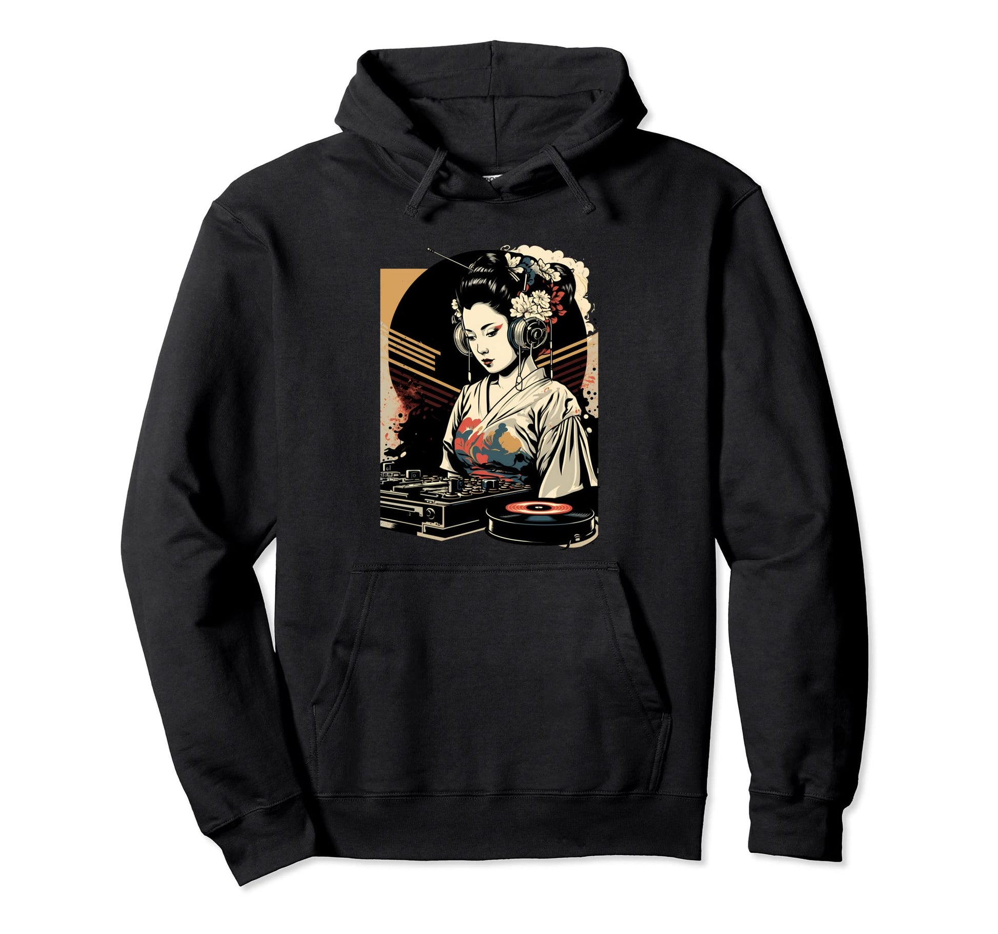 Geisha Dj Edm Japanese Kimono Hoodie - Casual Everyday Wear Unisex - T-Shirt, Sweatshirt, Hoodie