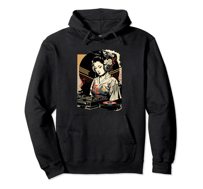 Geisha Dj Edm Japanese Kimono Hoodie - Casual Everyday Wear Unisex - T-Shirt, Sweatshirt, Hoodie