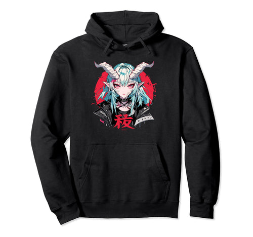 Goth Grunge Demon Anime Waifu Horror Alt Hoodie - Graphic Print Unisex - T-Shirt, Sweatshirt, Hoodie