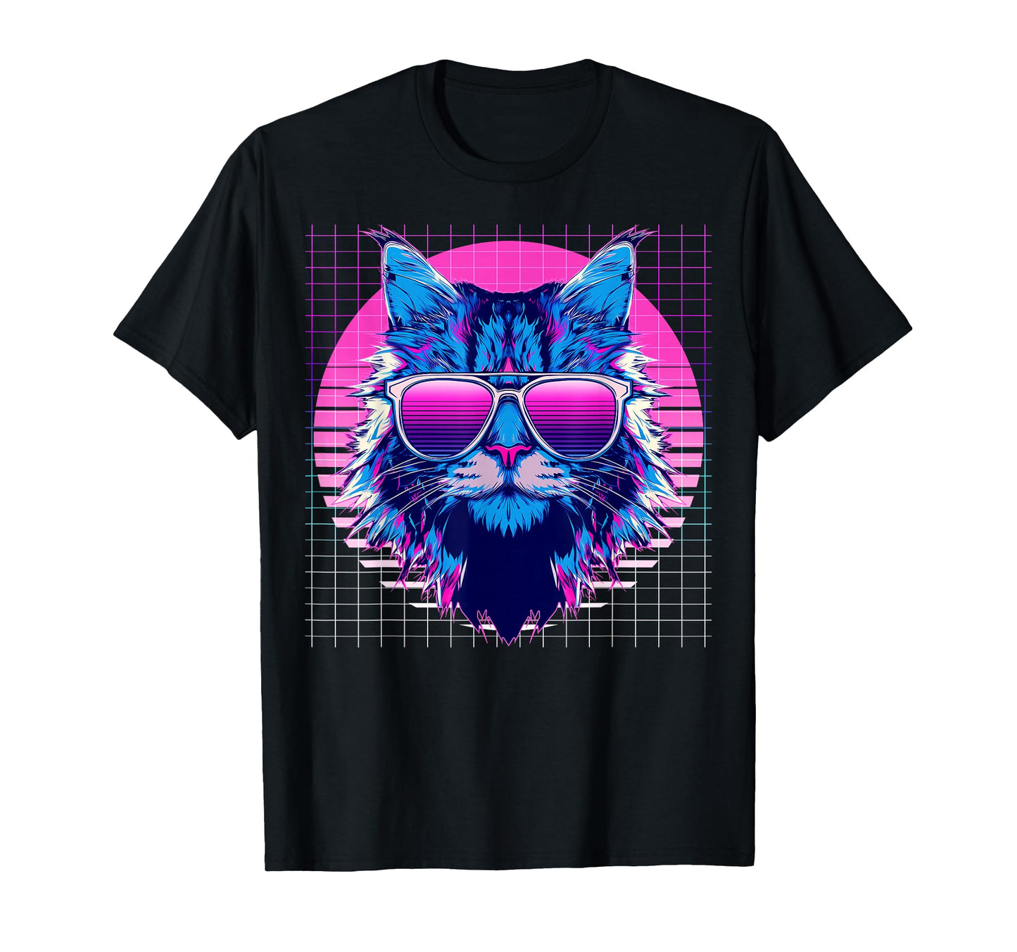 Maine Coon Sunglasses Cat Vaporwave T-Shirt - Aesthetic Graphic Men Women - T-Shirt, Sweatshirt, Hoodie