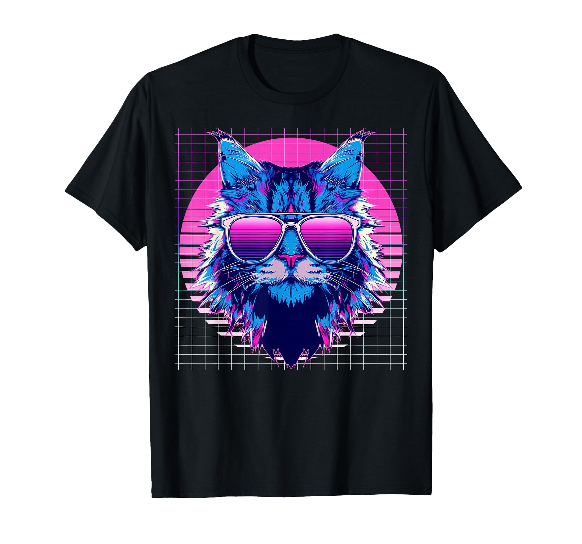 Maine Coon Sunglasses Cat Vaporwave T-Shirt - Aesthetic Graphic Men Women - T-Shirt, Sweatshirt, Hoodie