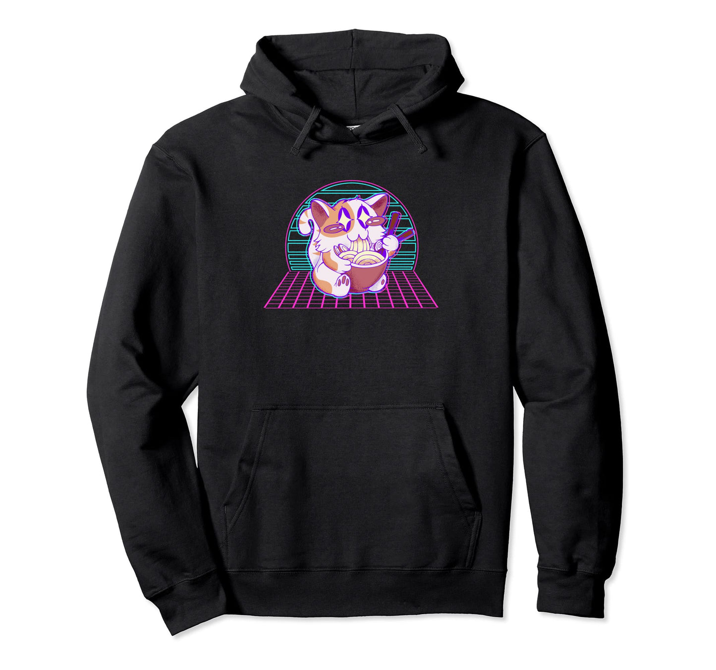 Anime Vaporwave Cat Hoodie - Casual Everyday Wear Unisex - T-Shirt, Sweatshirt, Hoodie