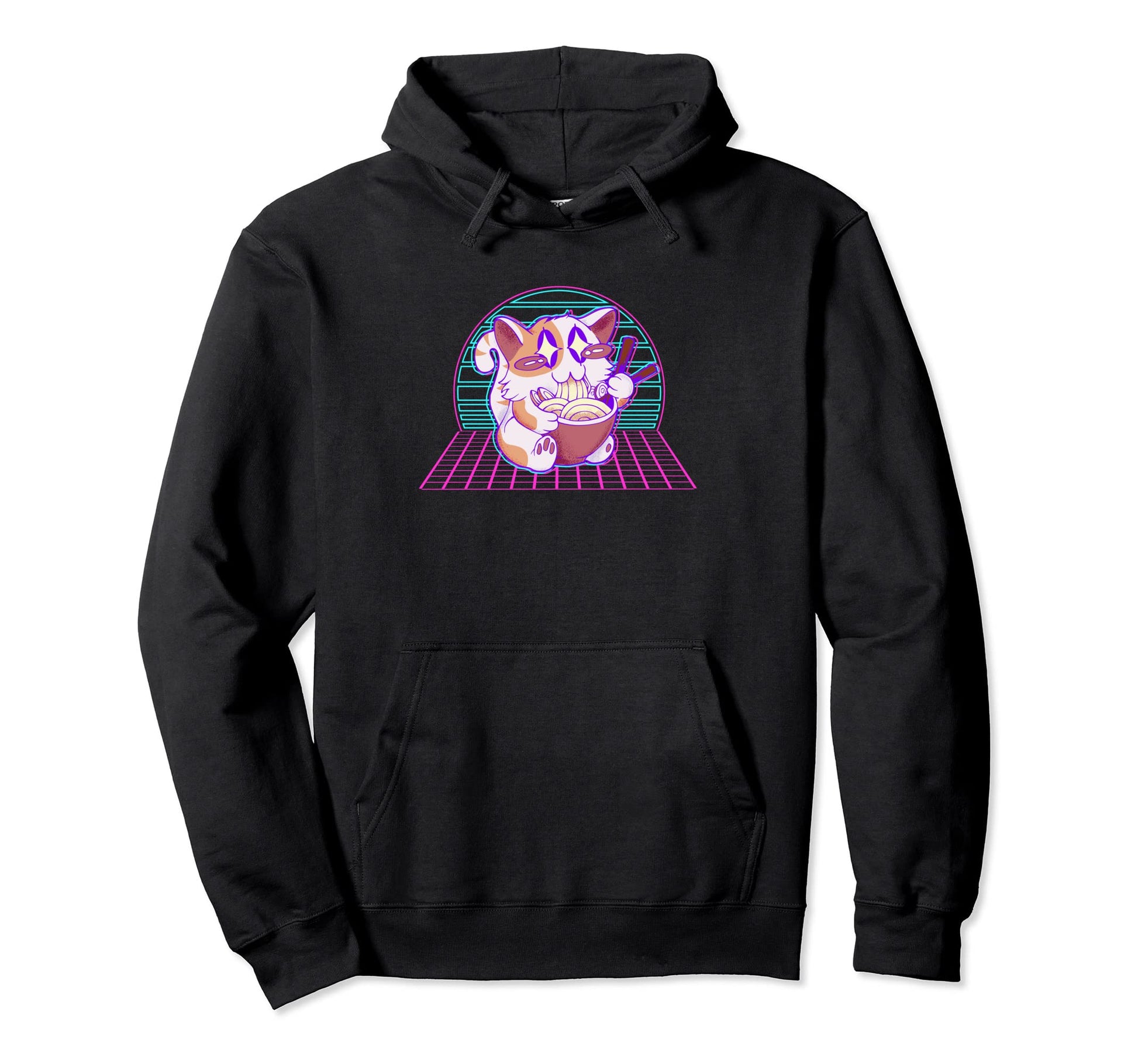 Anime Vaporwave Cat Hoodie - Casual Everyday Wear Unisex - T-Shirt, Sweatshirt, Hoodie