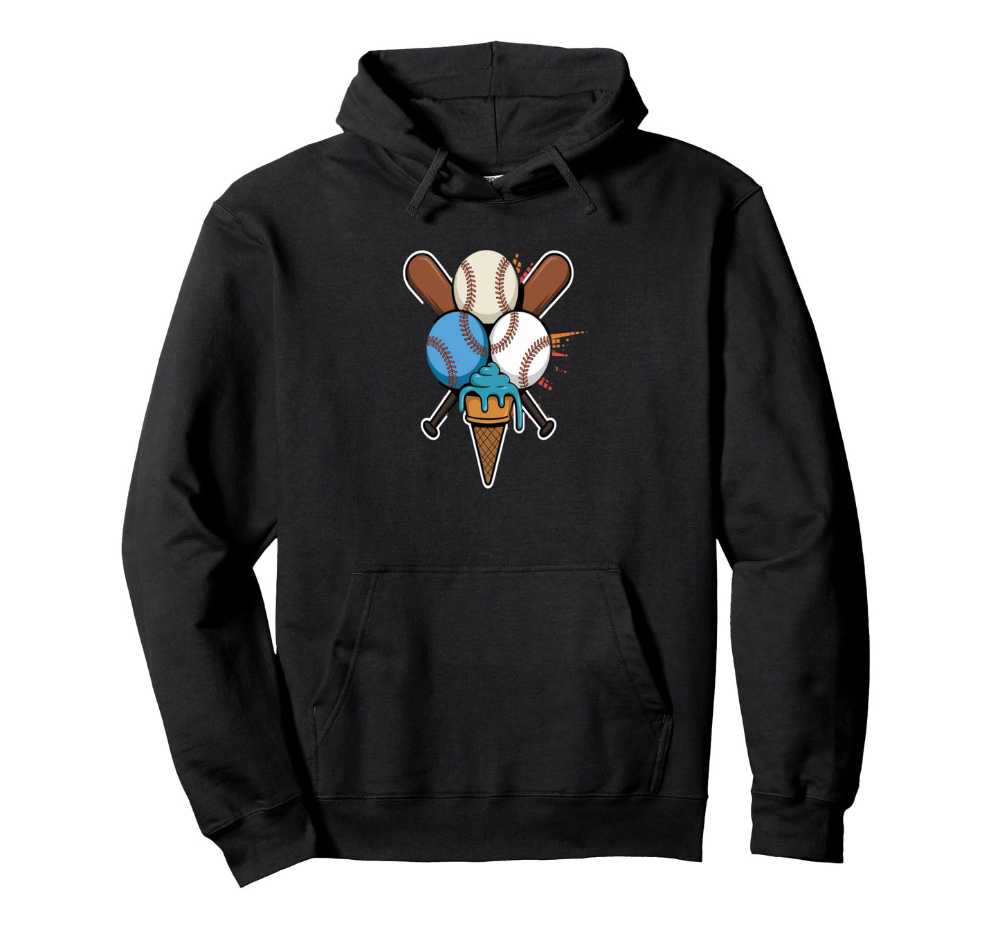 Baseball And Ice Cream Fun Sports Theme Hoodie - Streetwear Style Unisex - T-Shirt, Sweatshirt, Hoodie