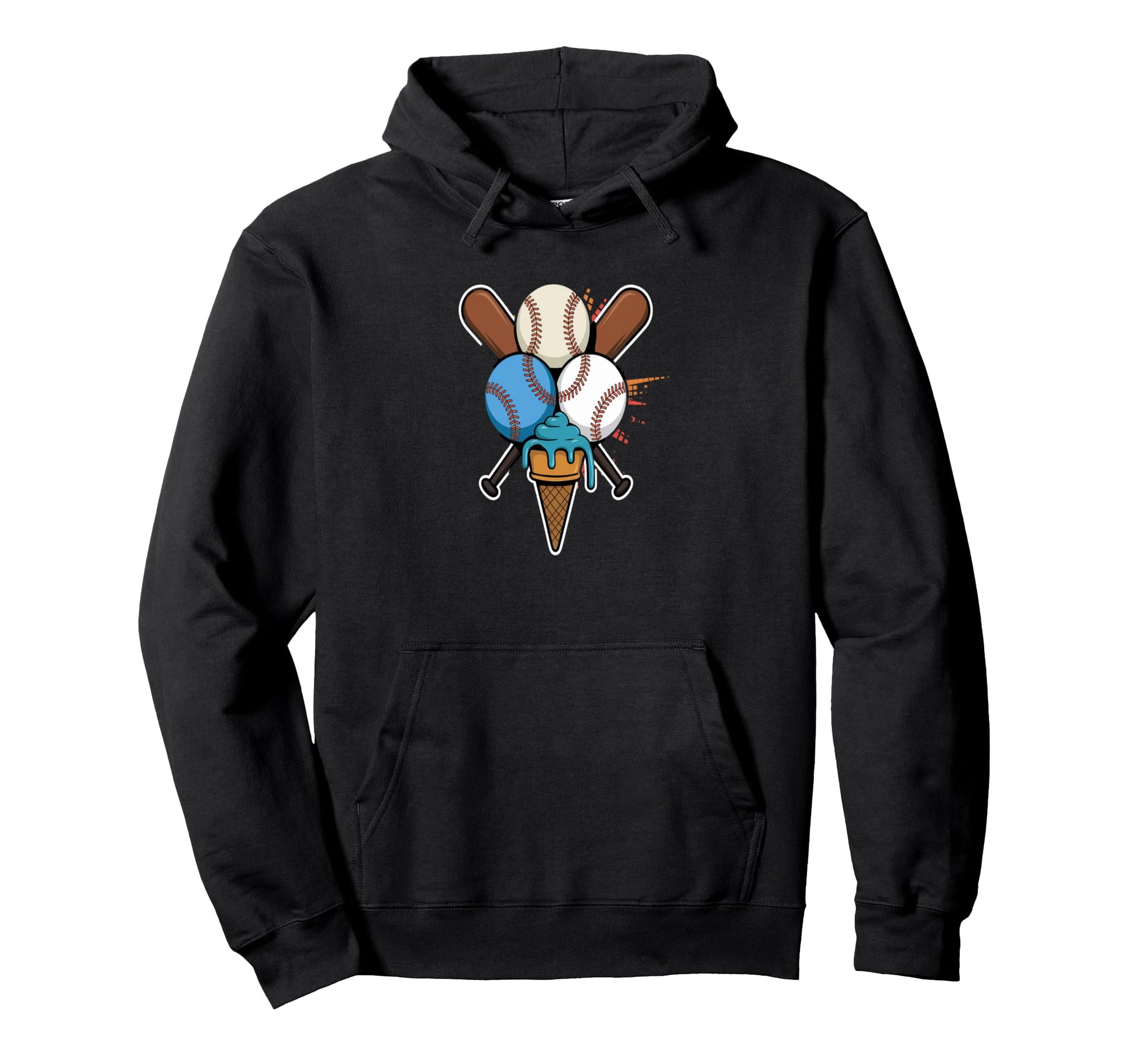 Baseball And Ice Cream Fun Sports Theme Hoodie - Streetwear Style Unisex - T-Shirt, Sweatshirt, Hoodie