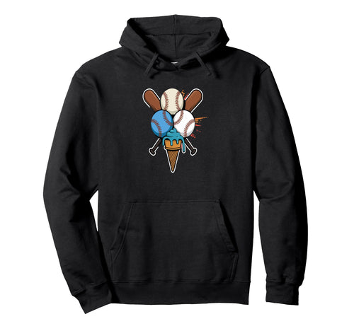 Baseball And Ice Cream Fun Sports Theme Hoodie - Streetwear Style Unisex - T-Shirt, Sweatshirt, Hoodie