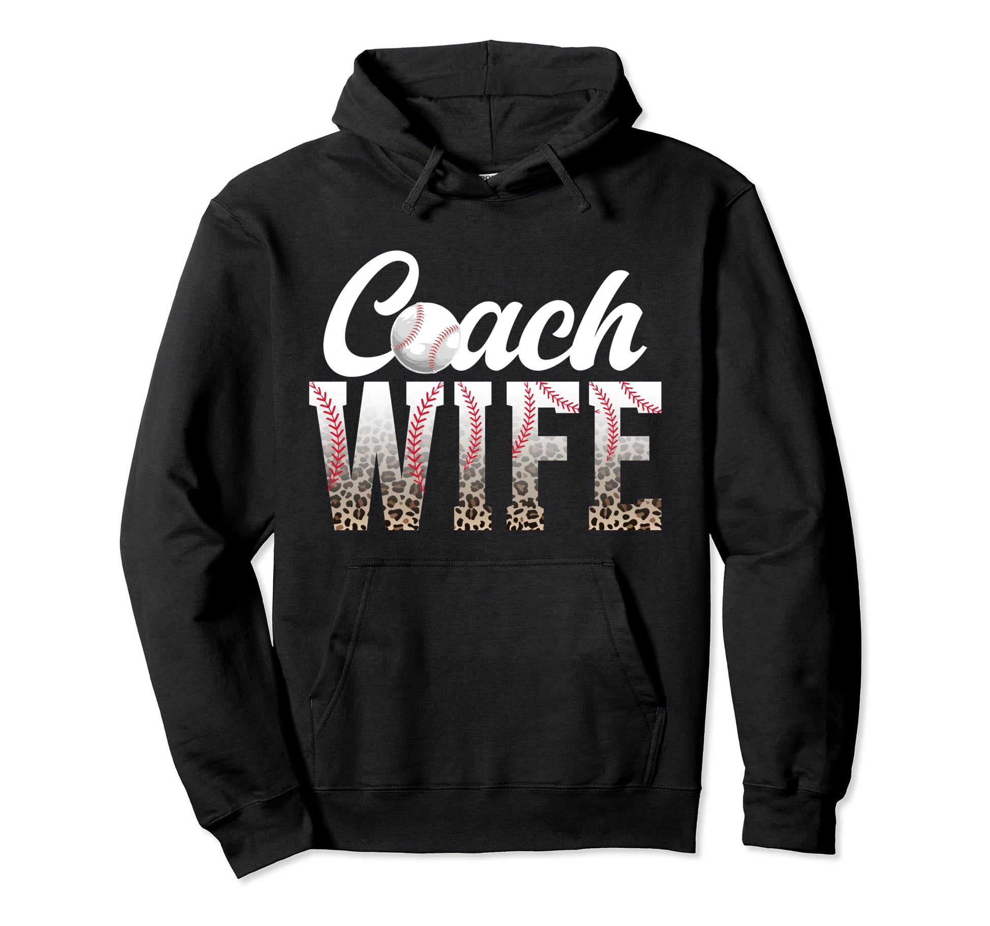 Baseball Coach Wife Leopard Wife Hoodie - Novelty Apparel Men Women - T-Shirt, Sweatshirt, Hoodie