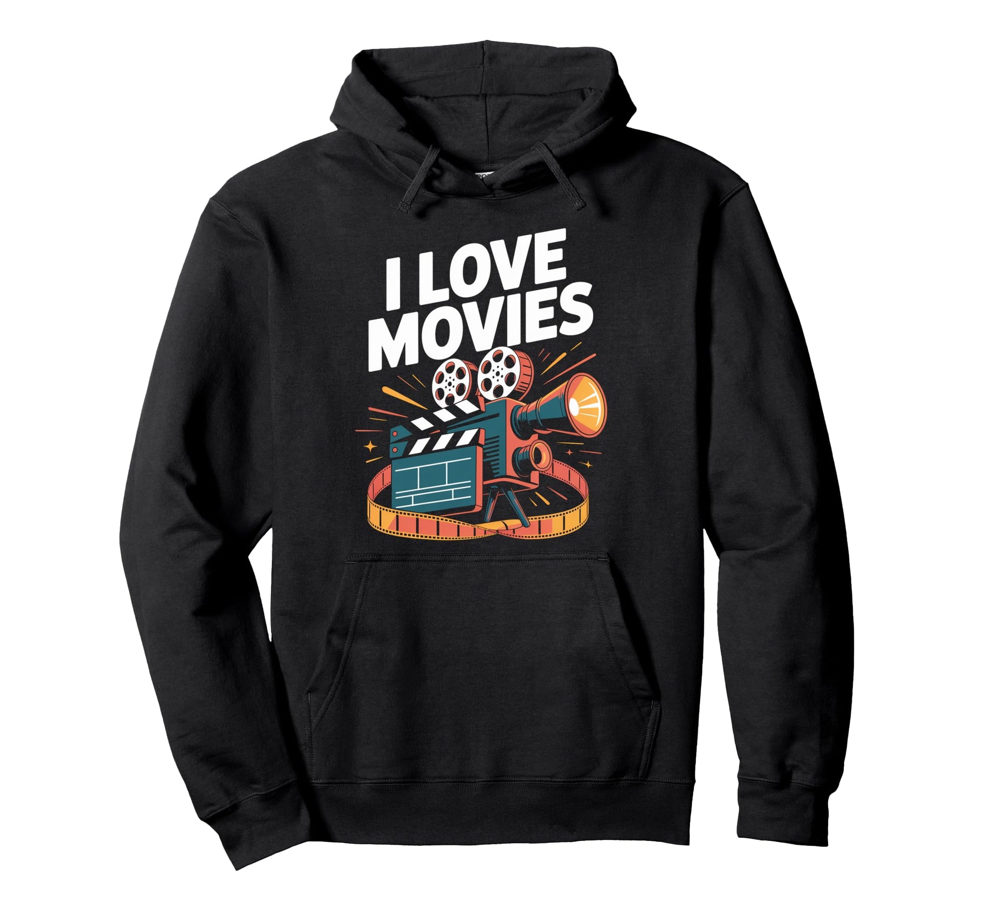 I Love Movies Camera Enthusiast Hoodie - Graphic Print for Adults - T-Shirt, Sweatshirt, Hoodie