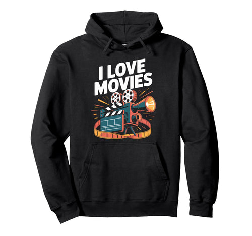 I Love Movies Camera Enthusiast Hoodie - Graphic Print for Adults - T-Shirt, Sweatshirt, Hoodie