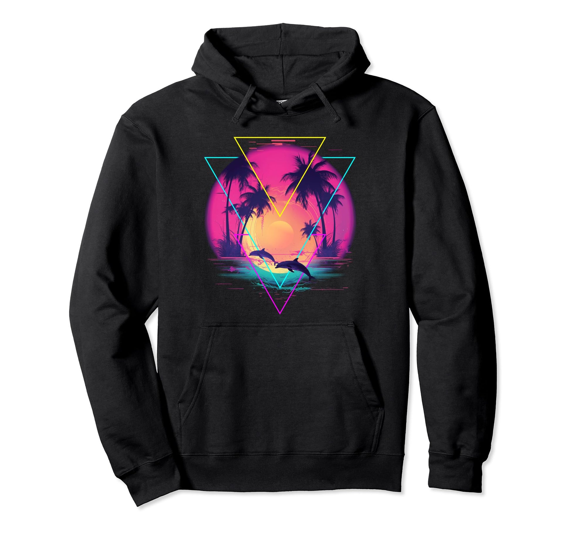 Dolphin Vaporwave Aesthetic Ocean Hoodie - Casual Everyday Wear Men Women - T-Shirt, Sweatshirt, Hoodie